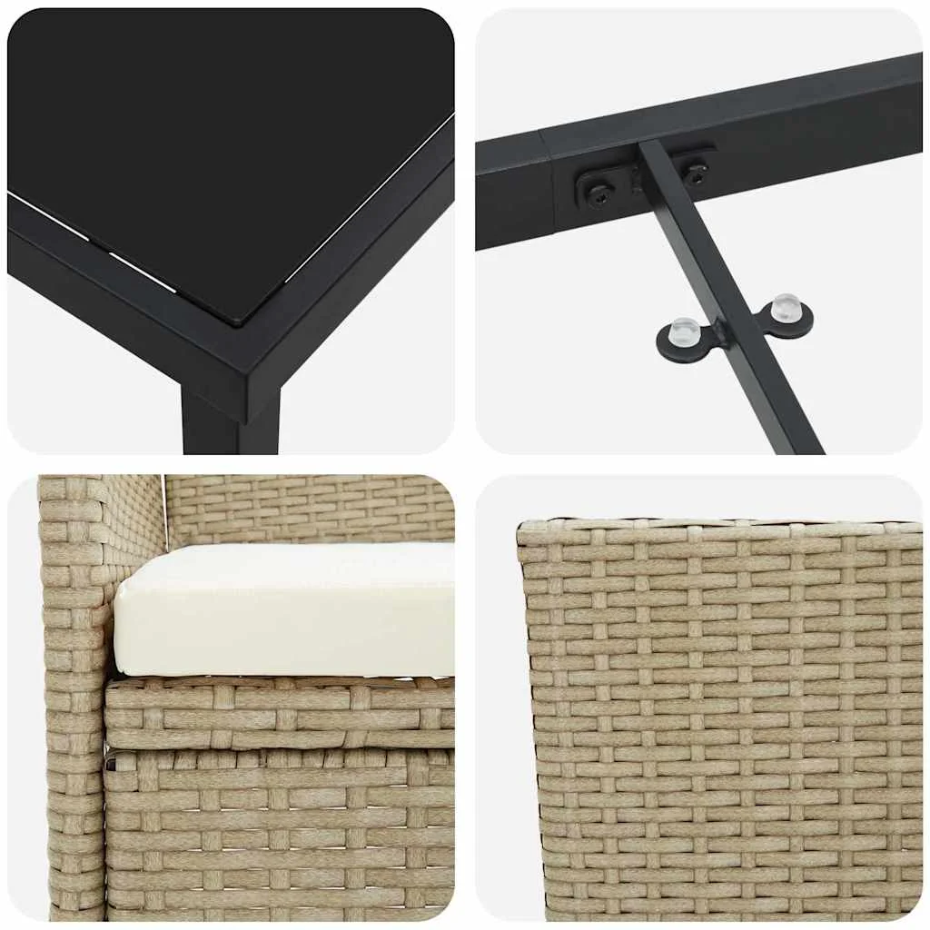 Záhradný jedálenský set s vankúšom 7 pcs Béžová polyratan