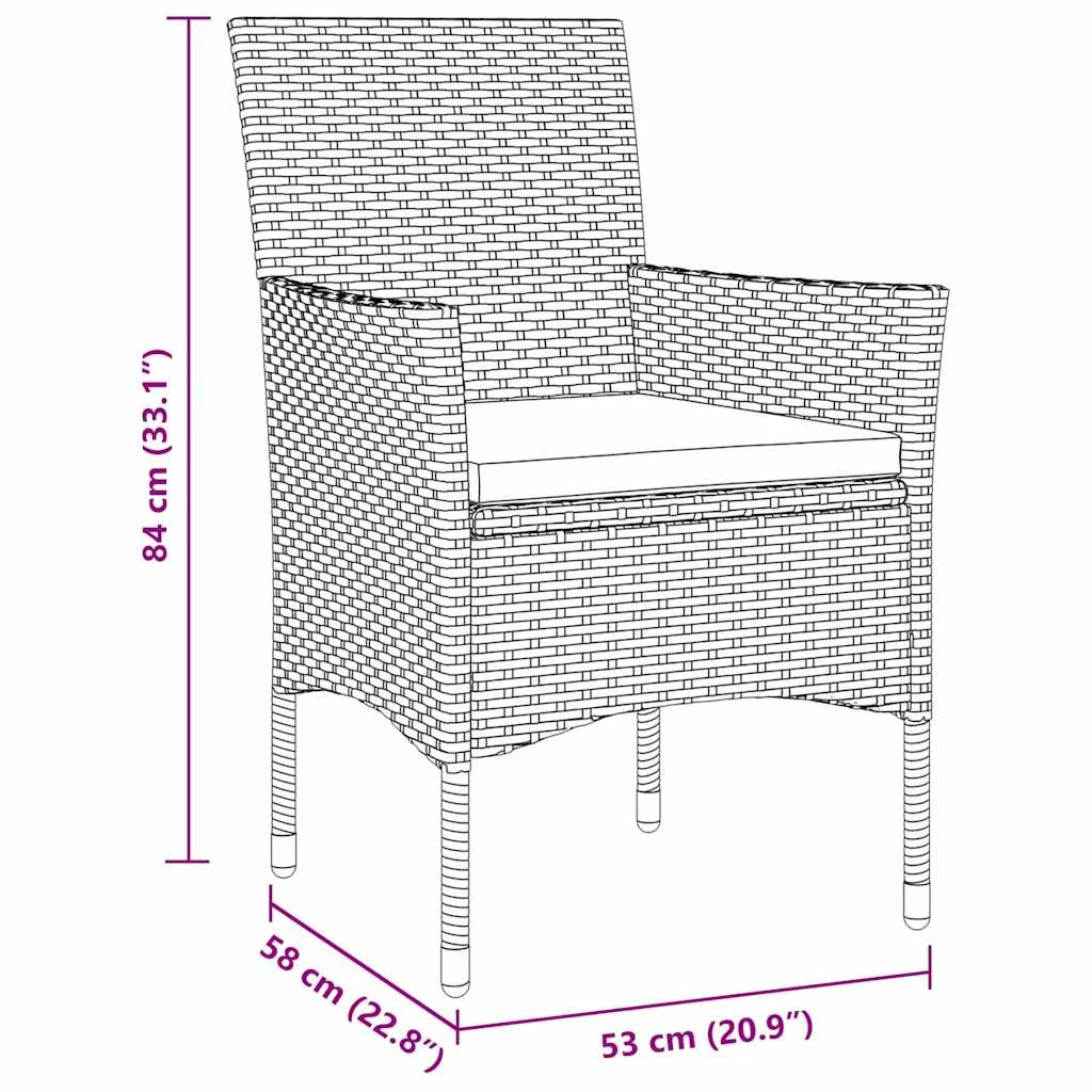 Záhradný jedálenský set s vankúšom 5 pcs Hnedá polyratan