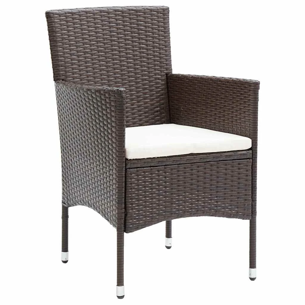 Záhradný jedálenský set s vankúšom 7 pcs Hnedá polyratan