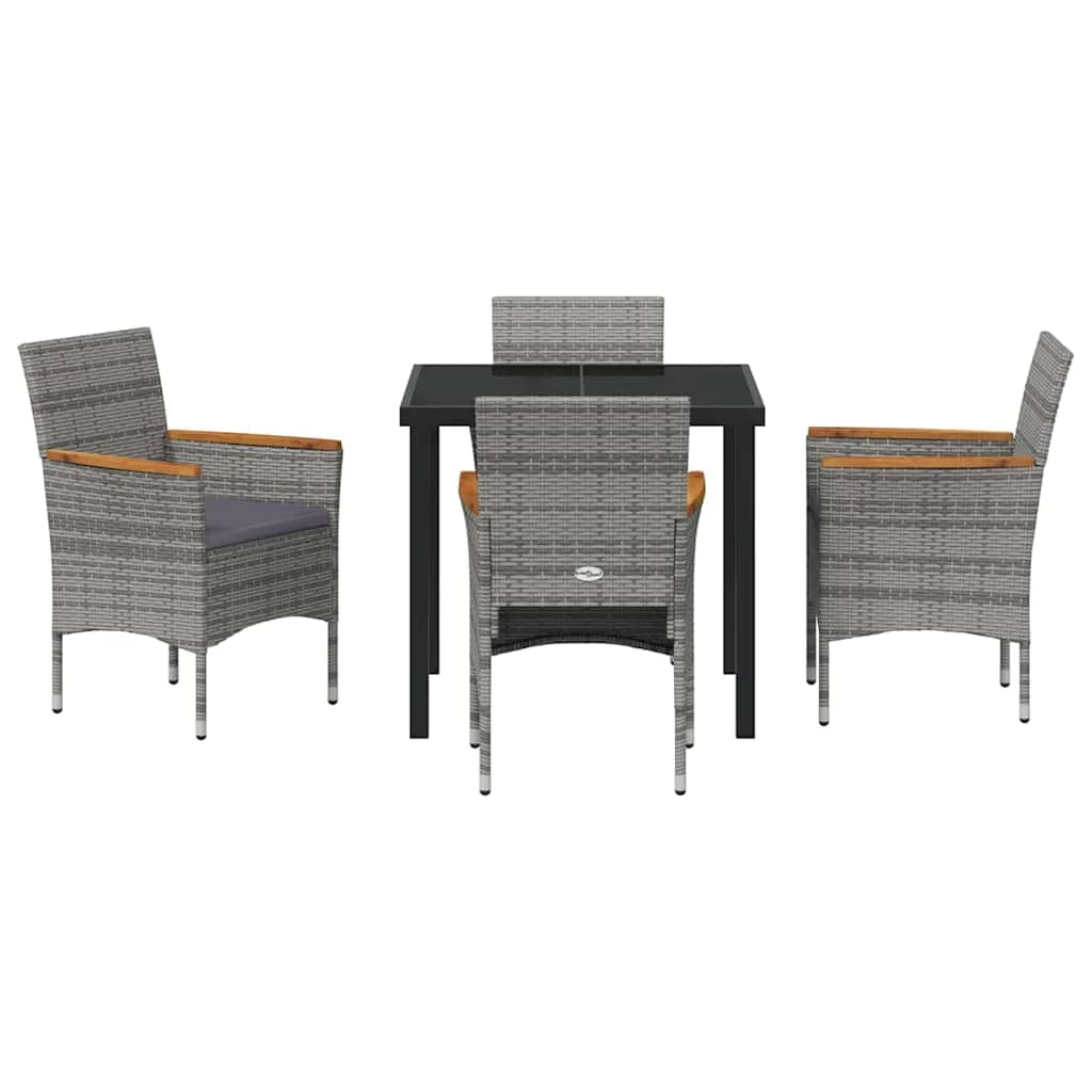 Záhradný jedálenský set s vankúšom 5 pcs Sivá Poly ratan