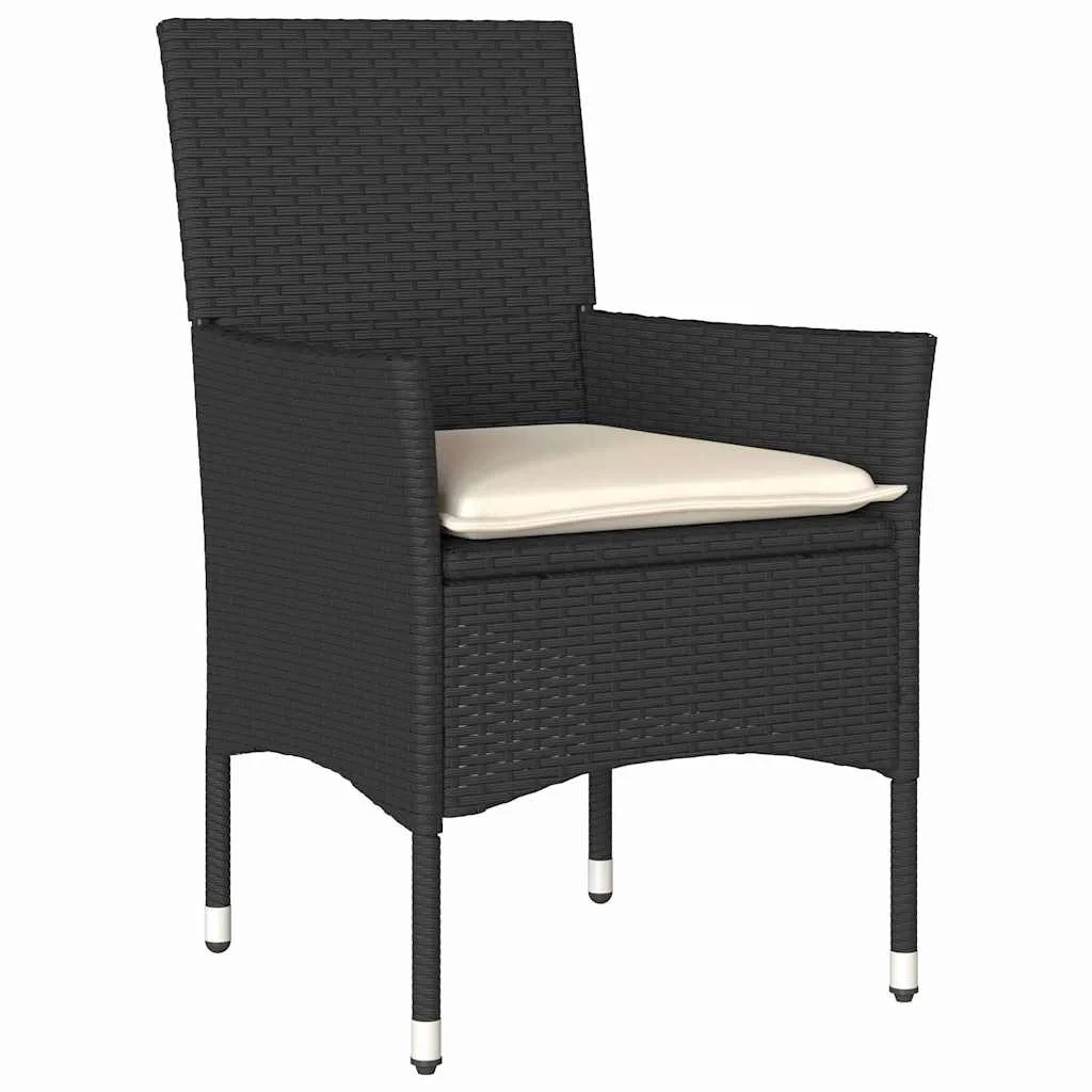 Záhradný jedálenský set s vankúšom 7 pcs Čierna polyratan