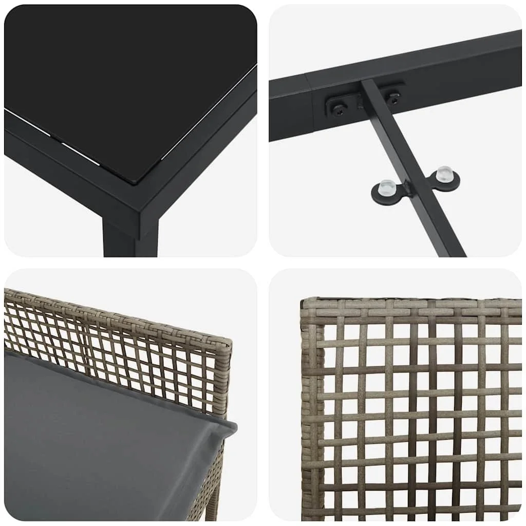 Záhradný jedálenský set s vankúšom 5 pcs Sivá polyratan