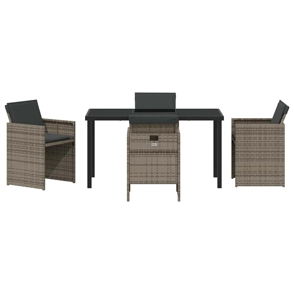 Záhradný jedálenský set s vankúšom 5 pcs Sivá Poly ratan