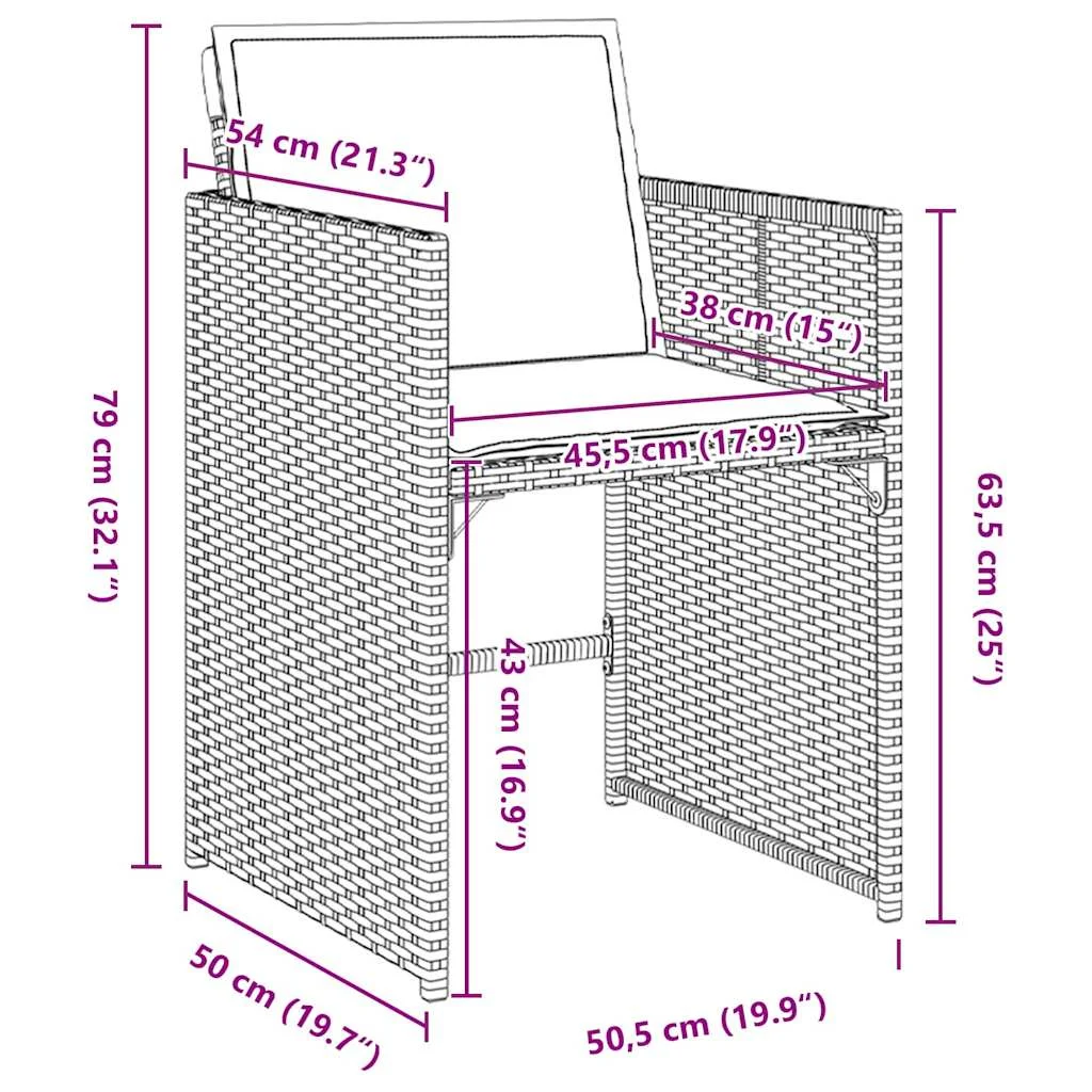 Záhradný jedálenský set s vankúšom 5 pcs Sivá polyratan
