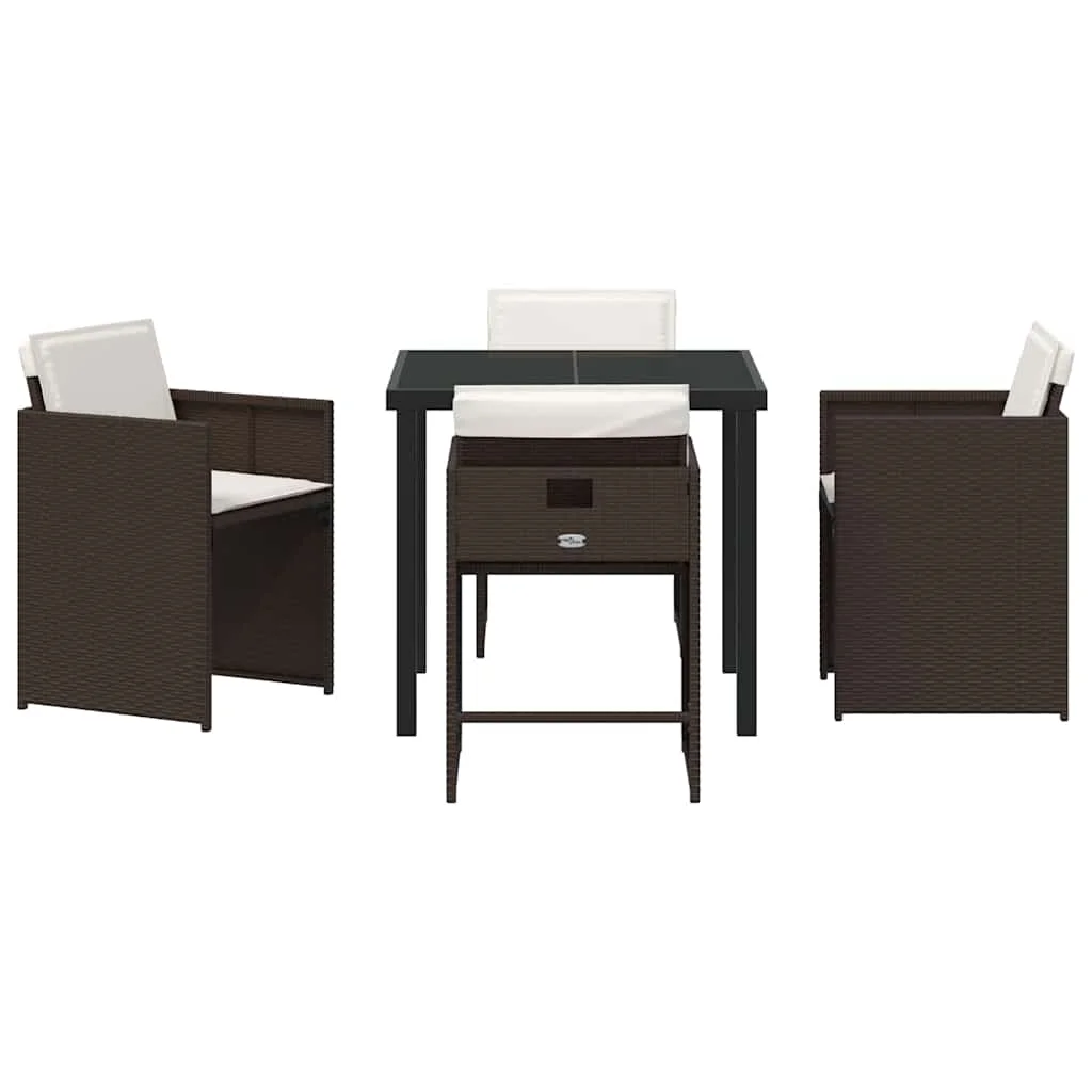 Záhradný jedálenský set s vankúšom 5 pcs Hnedá polyratan