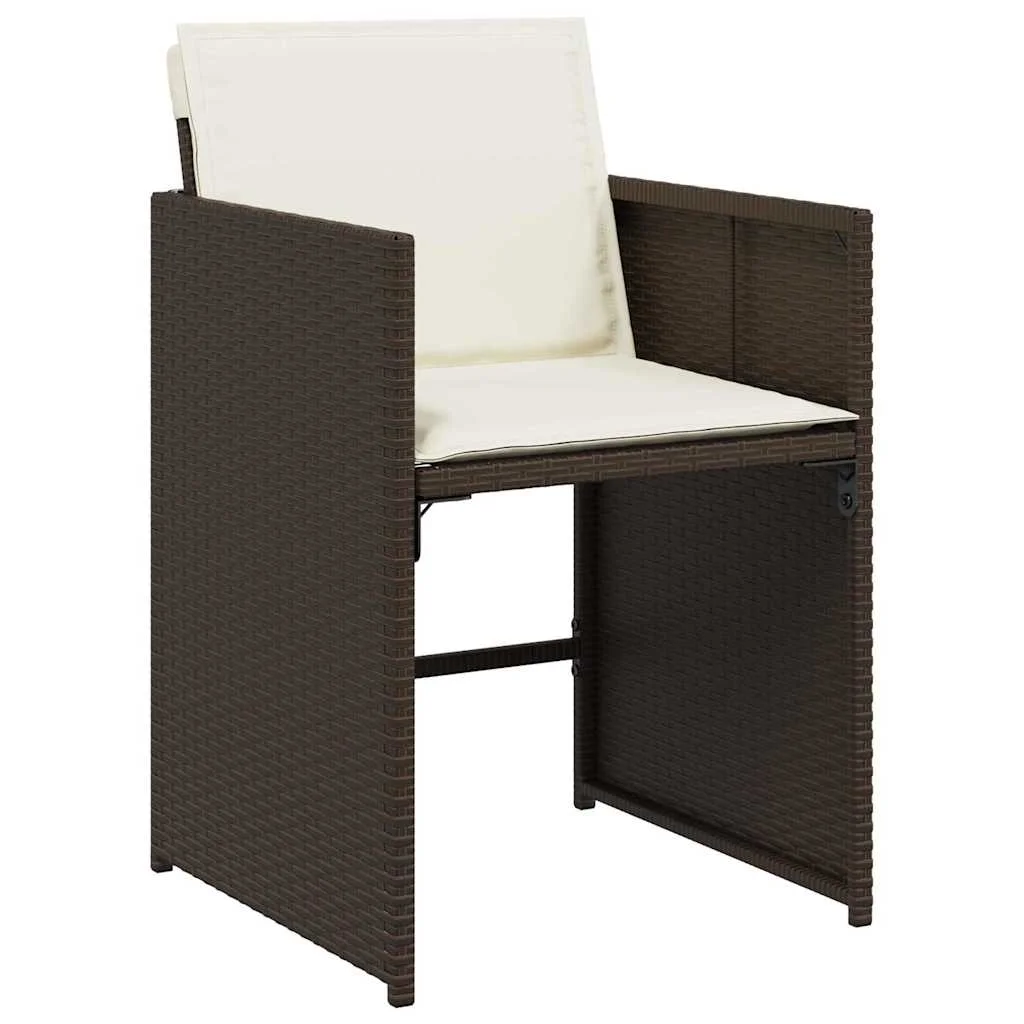 Záhradný jedálenský set s vankúšom 5 pcs Hnedá polyratan