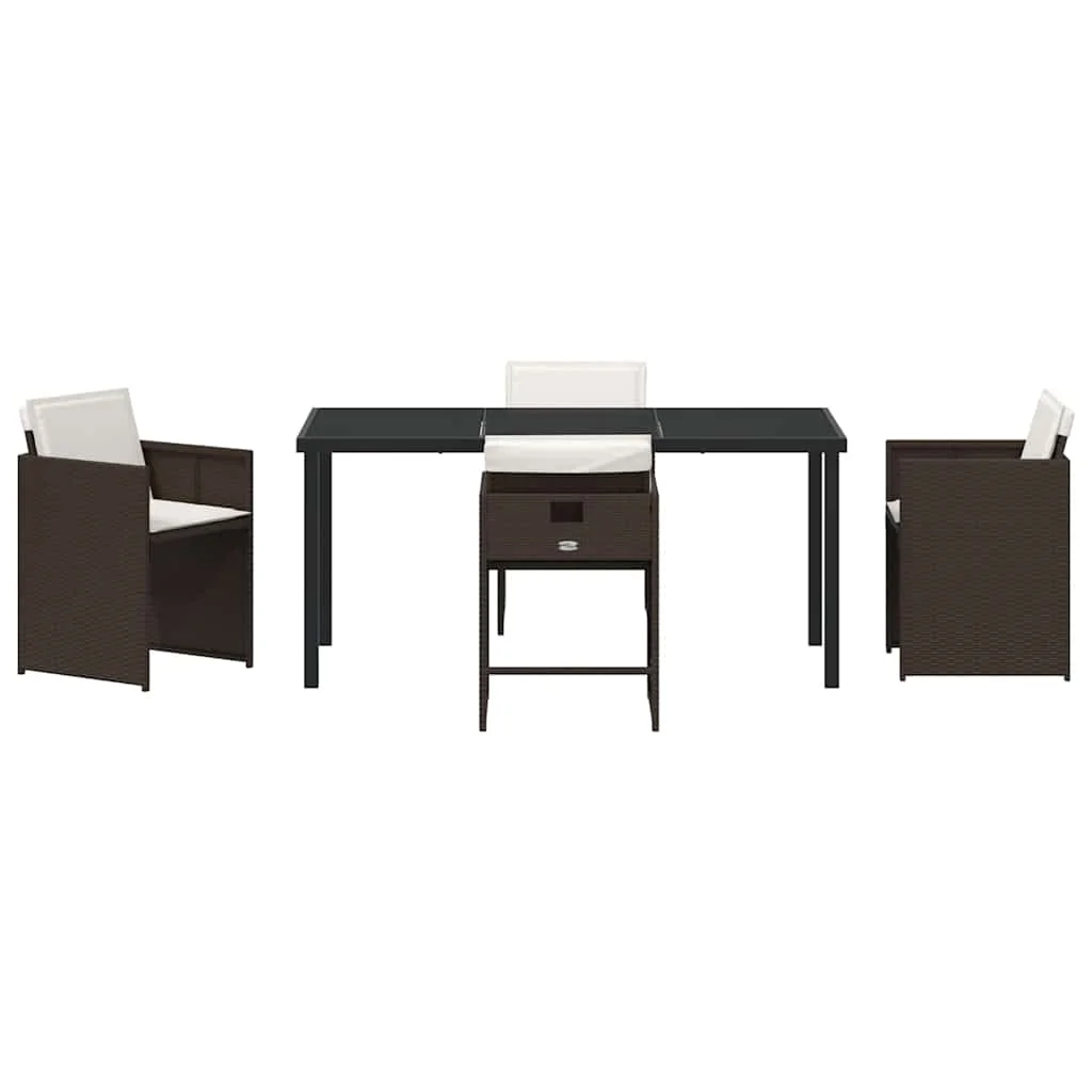 Záhradný jedálenský set s vankúšom 5 pcs Hnedá polyratan