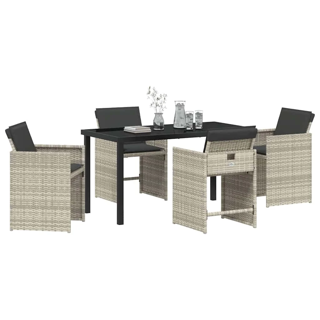 Záhradný jedálenský set s vankúšom 5 pcs Svetlosivá polyratan