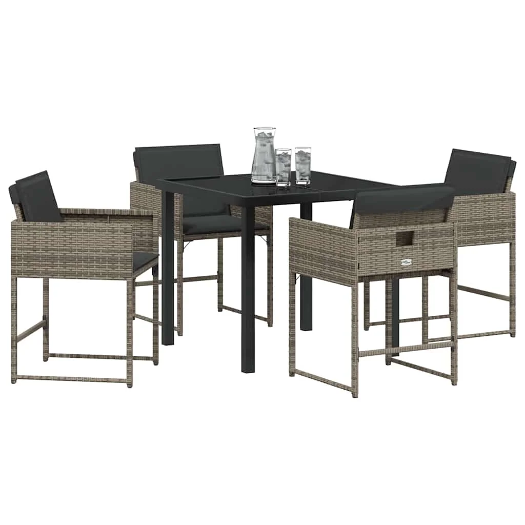 Záhradný jedálenský set s vankúšom 5 pcs Sivá Poly ratan