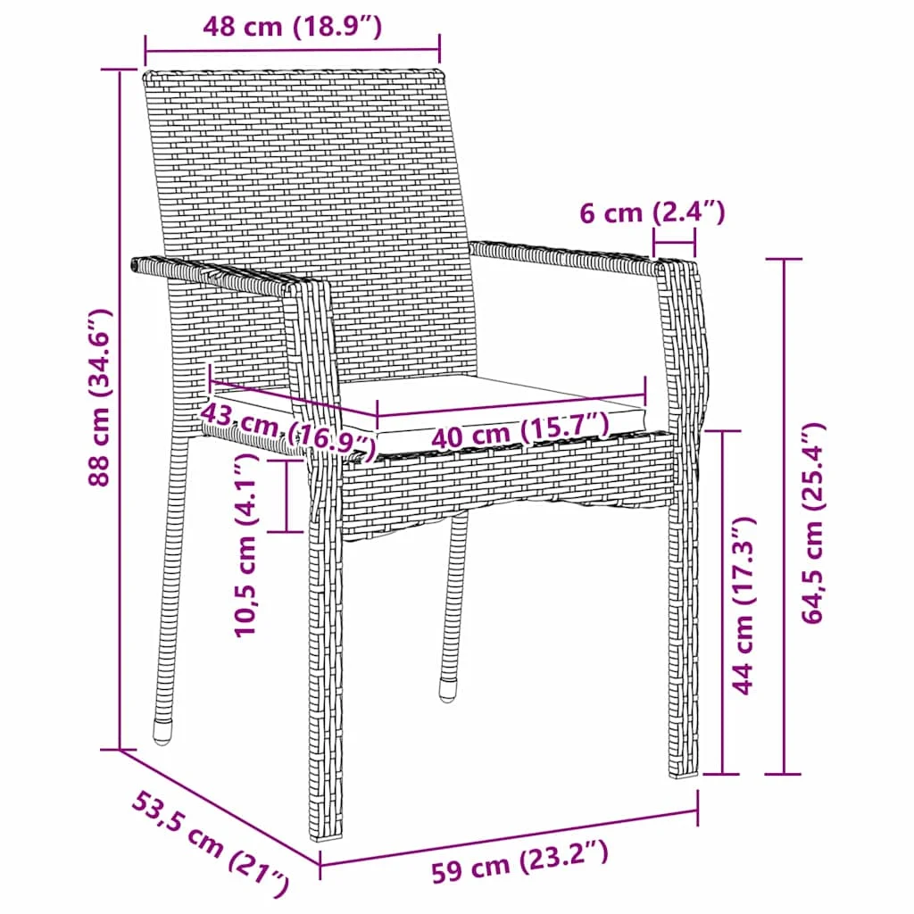 Záhradný jedálenský set s vankúšom 5 pcs Sivá polyratan