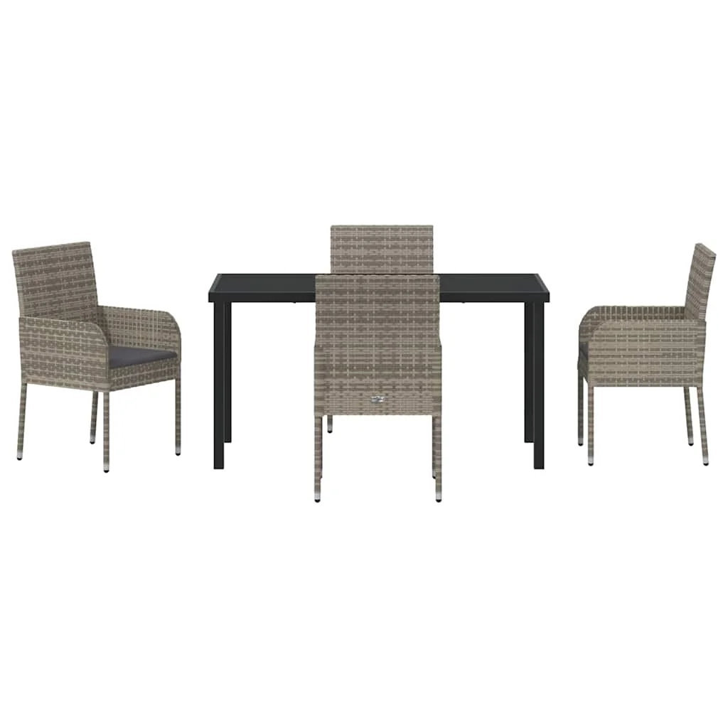 Záhradný jedálenský set s vankúšom 5 pcs Sivá polyratan