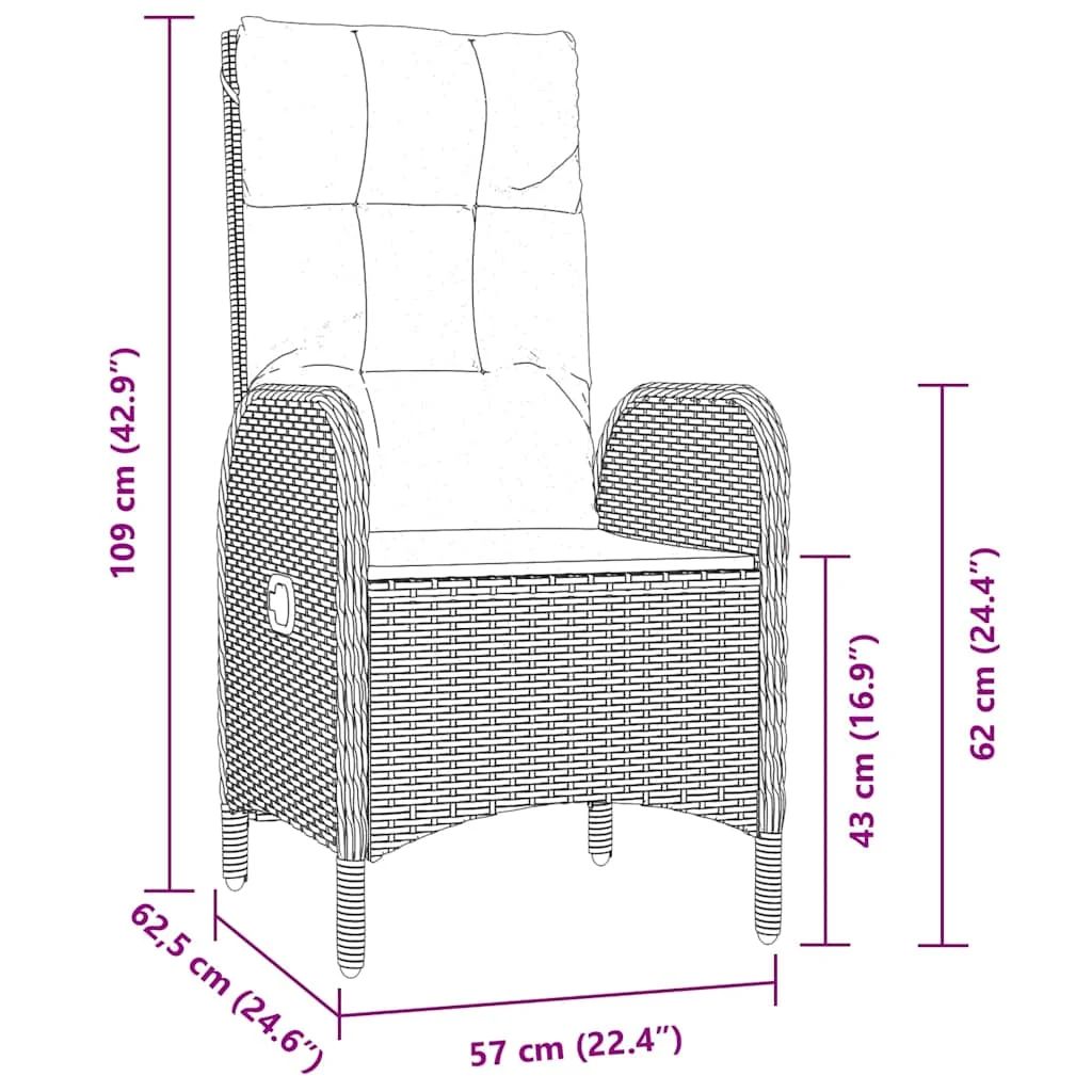 Záhradný jedálenský set s vankúšom 5 pcs Čierna polyratan