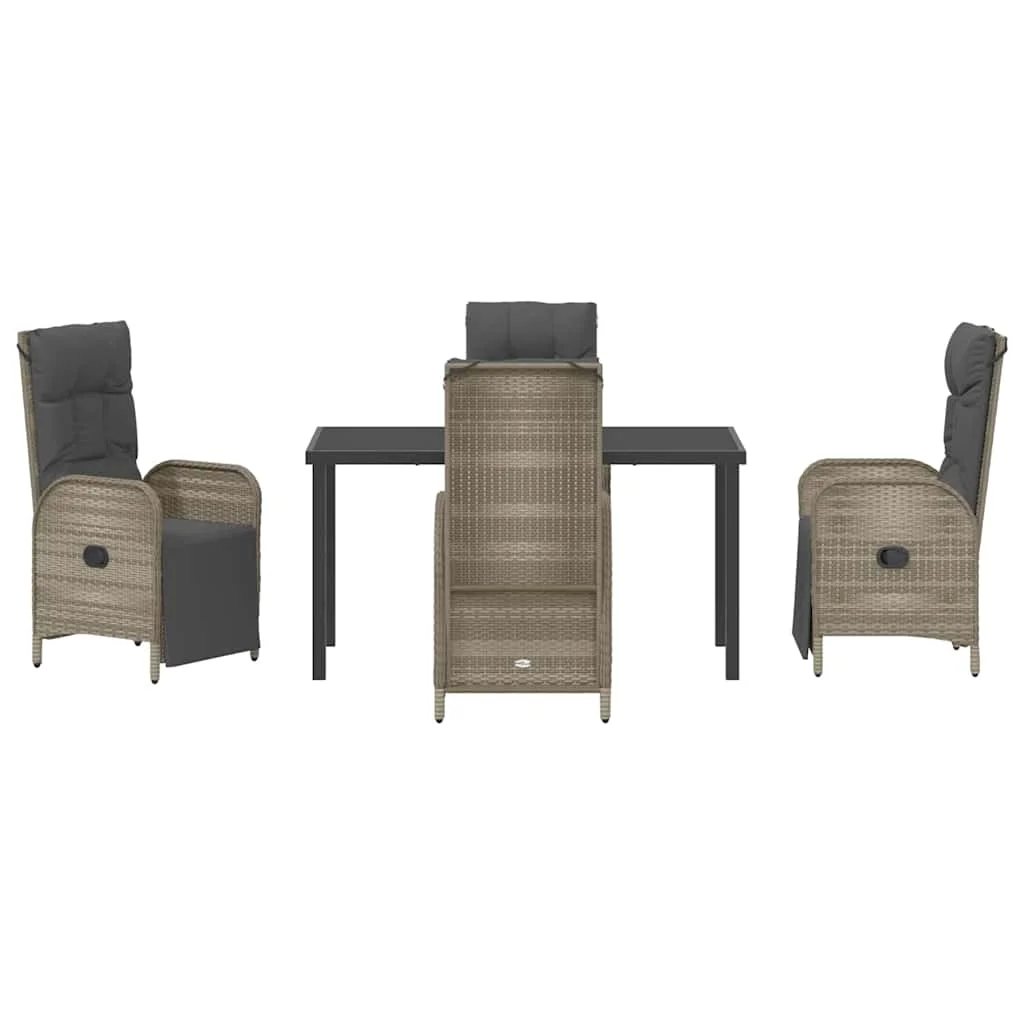 Záhradný jedálenský set s vankúšom 5 pcs Sivá polyratan
