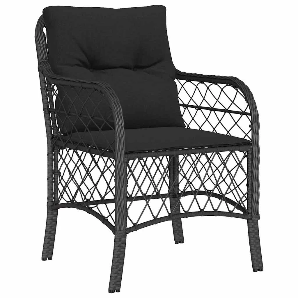 Záhradný jedálenský set s vankúšom 7 pcs Čierna polyratan
