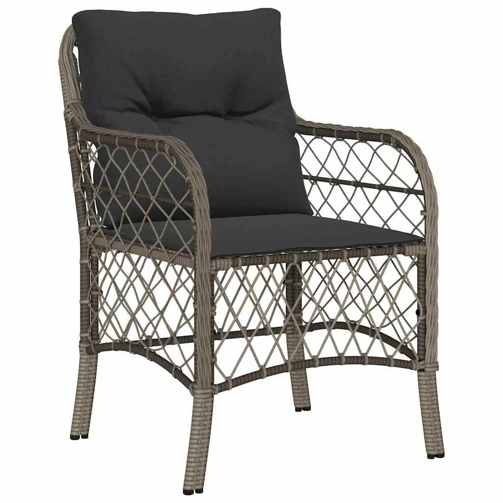 Záhradný jedálenský set s vankúšom 5 pcs Sivá polyratan