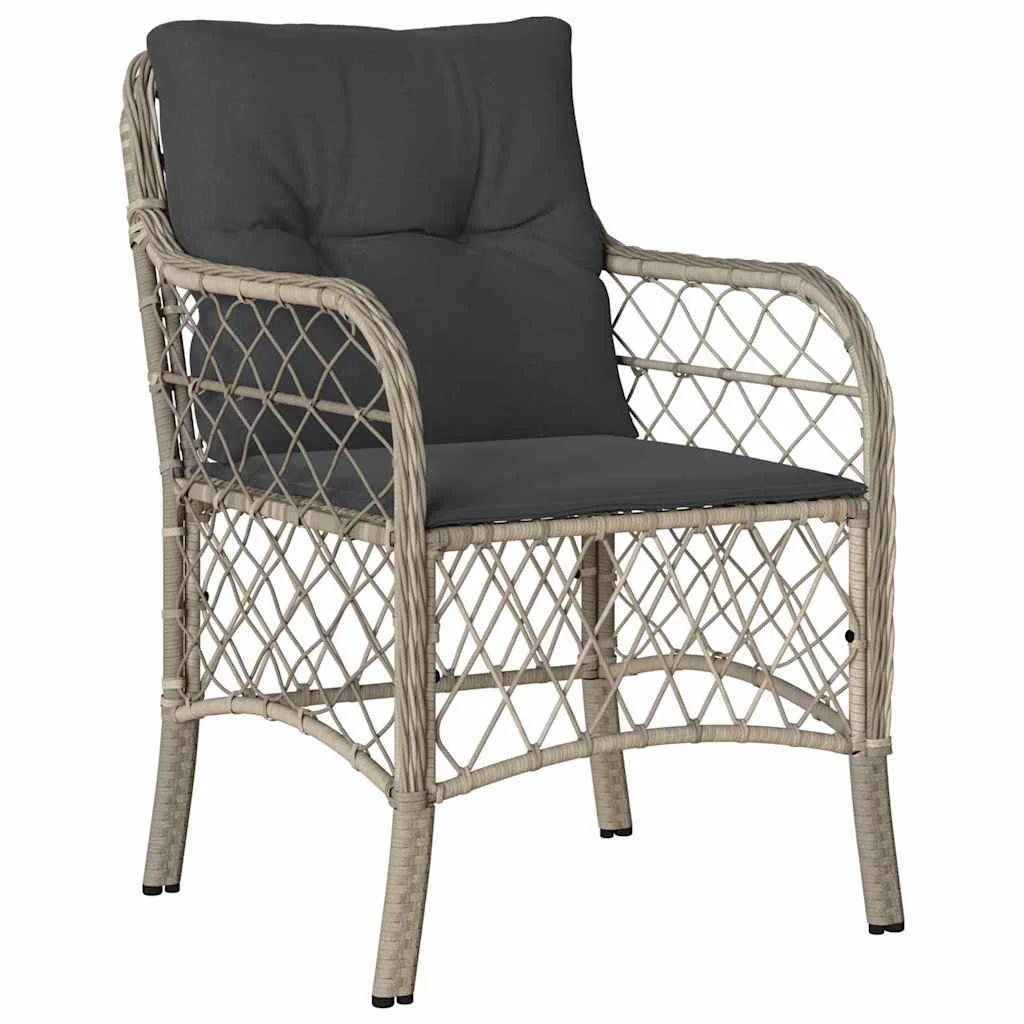 Záhradný jedálenský set s vankúšom 5 pcs Svetlosivá polyratan