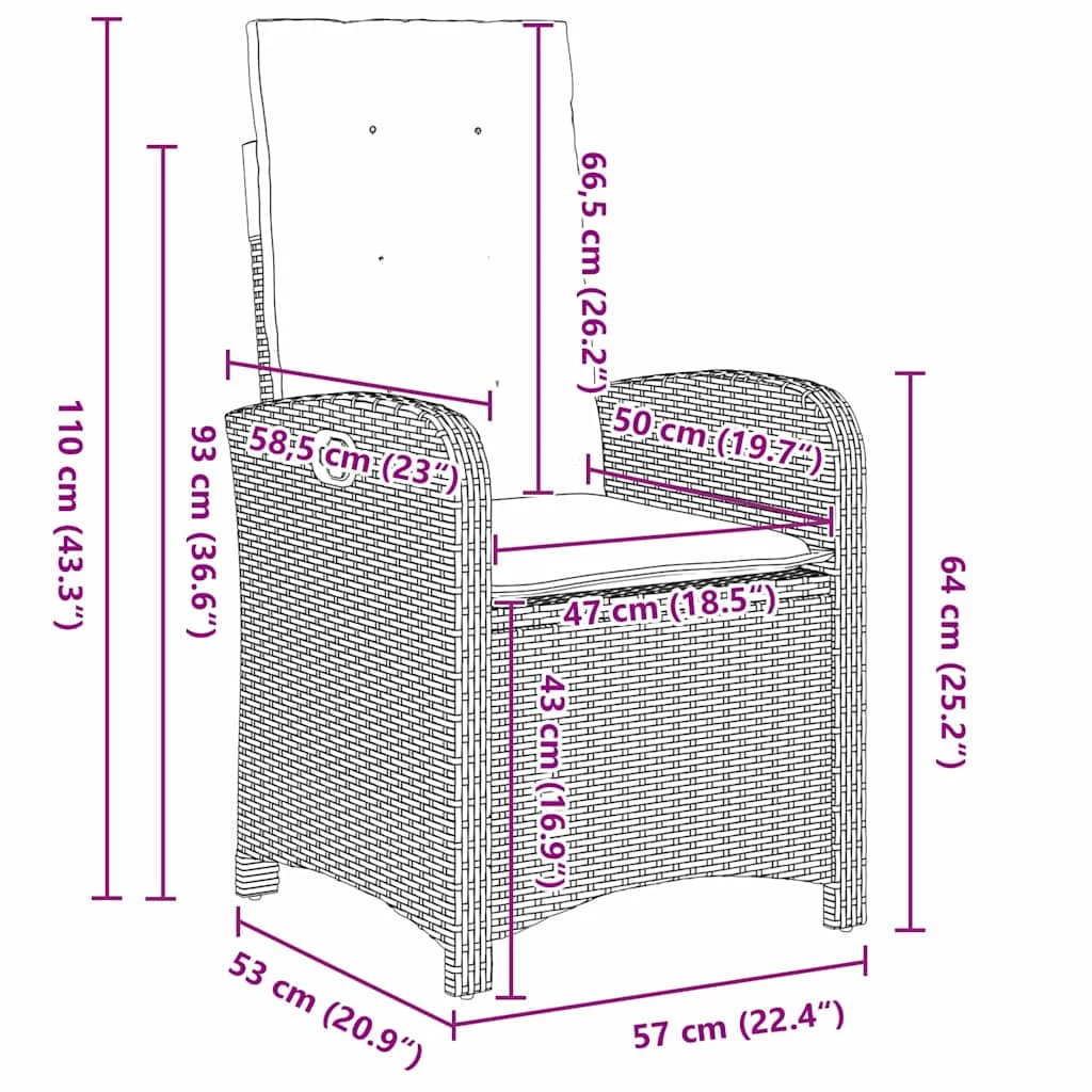 Záhradný jedálenský set s vankúšom 5 pcs Sivá polyratan