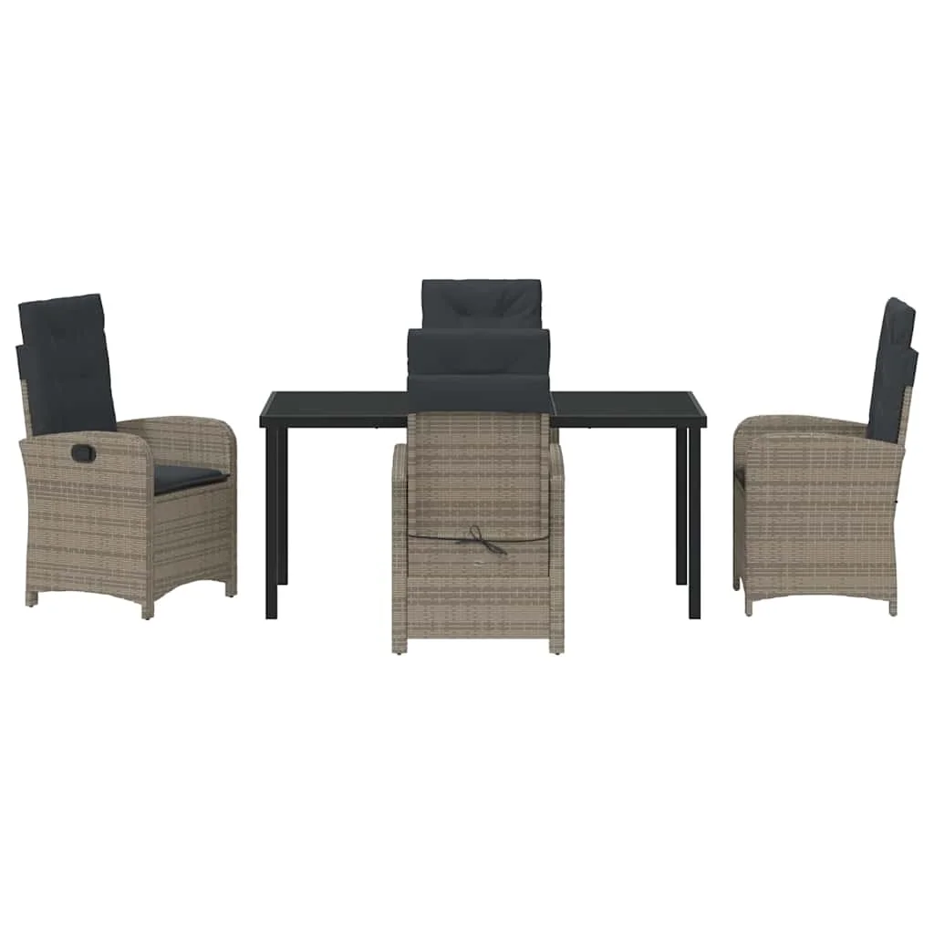 Záhradný jedálenský set s vankúšom 5 pcs Sivá polyratan