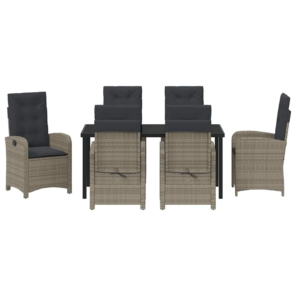 Záhradný jedálenský set s vankúšom 7 pcs Sivá polyratan