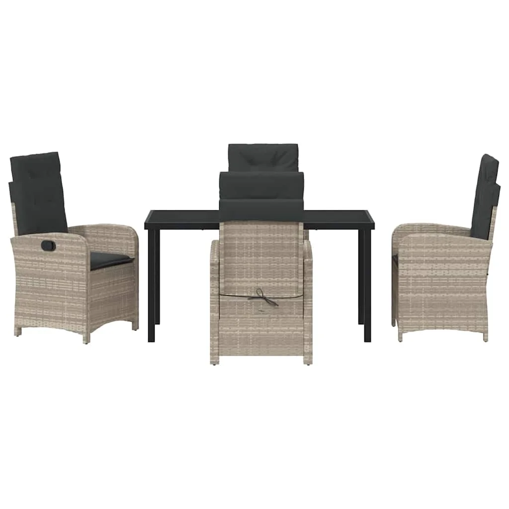 Záhradný jedálenský set s vankúšom 5 pcs Svetlosivá polyratan