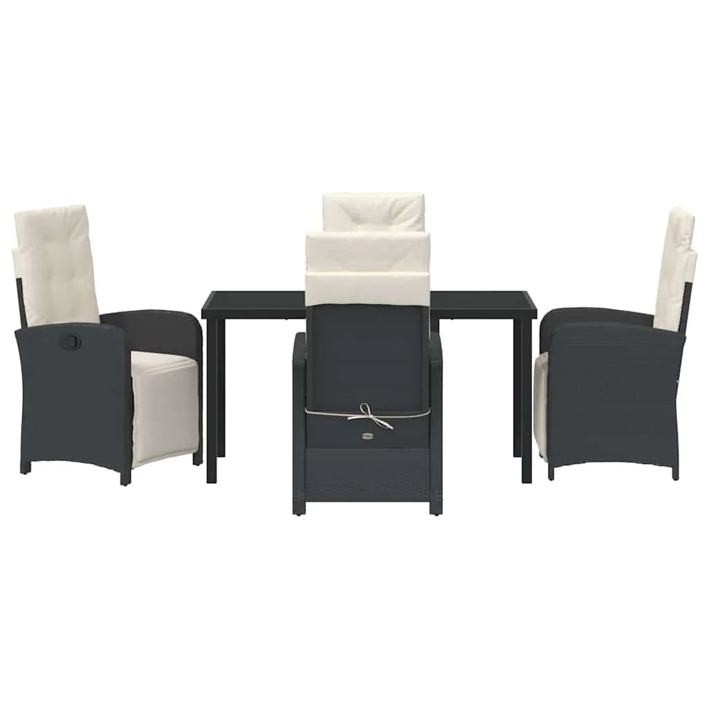 Záhradný jedálenský set s vankúšom 5 pcs Čierna polyratan
