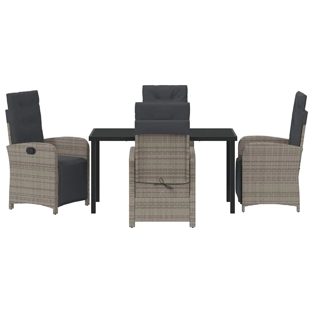 Záhradný jedálenský set 5 pcs Sivá polyratan