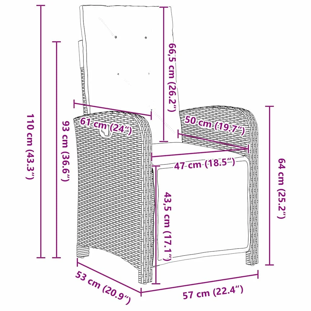 Záhradný jedálenský set s vankúšom 5 pcs Svetlosivá polyratan