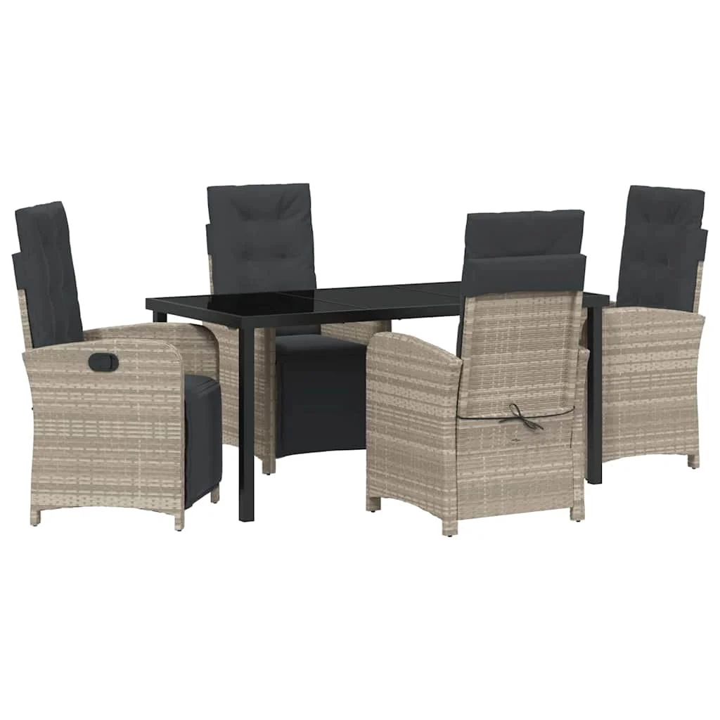 Záhradný jedálenský set s vankúšom 5 pcs Svetlosivá polyratan