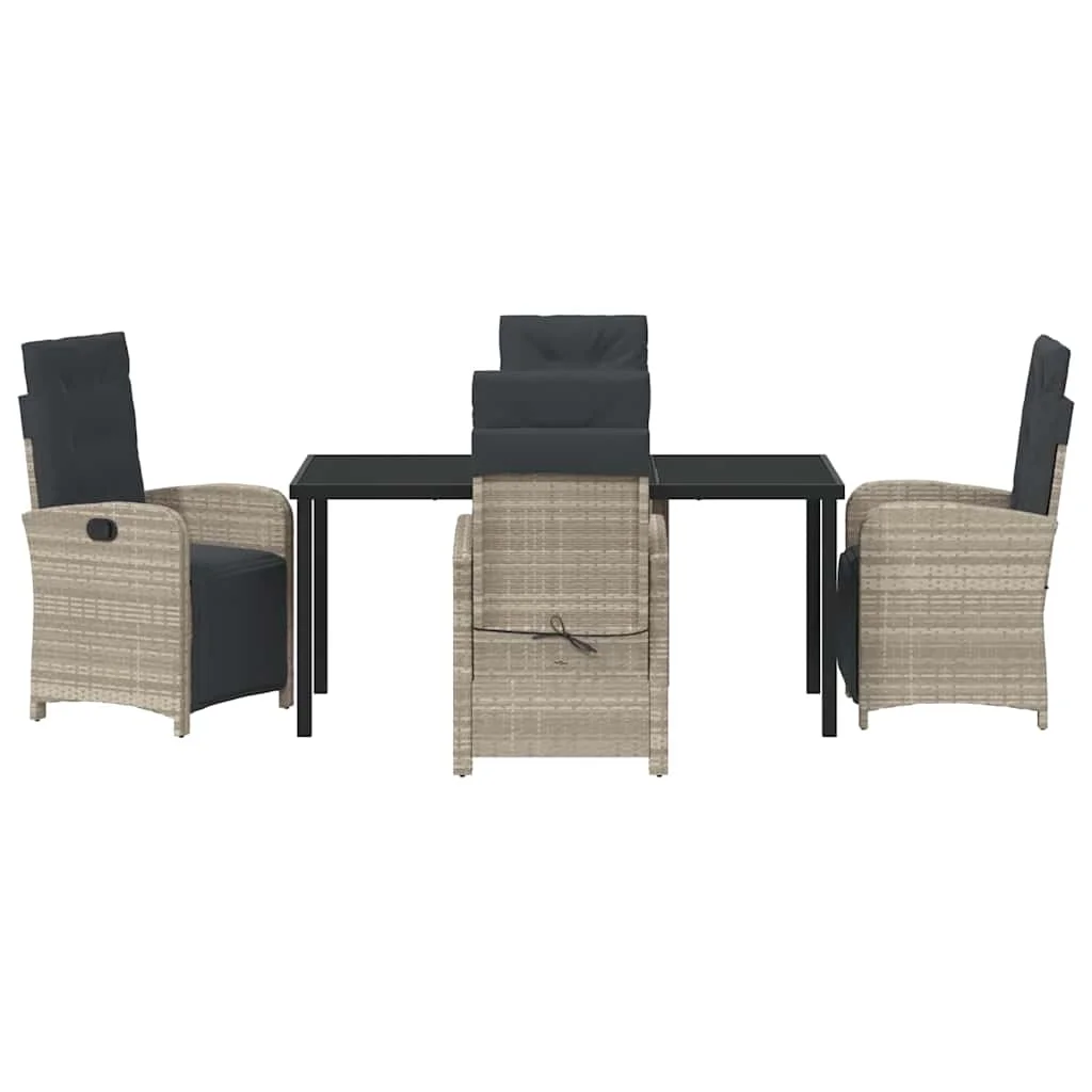 Záhradný jedálenský set s vankúšom 5 pcs Svetlosivá polyratan