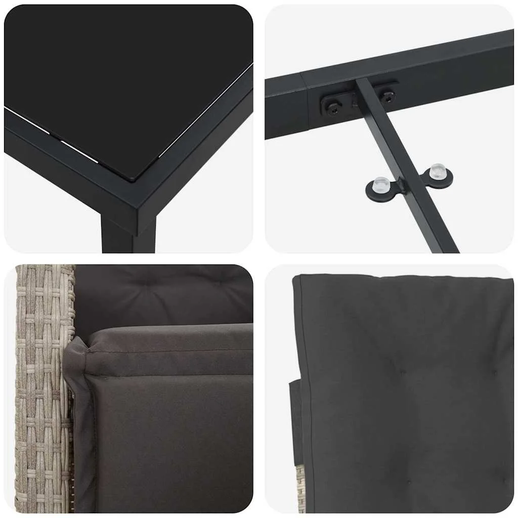 Záhradný jedálenský set s vankúšom 5 pcs Svetlosivá polyratan