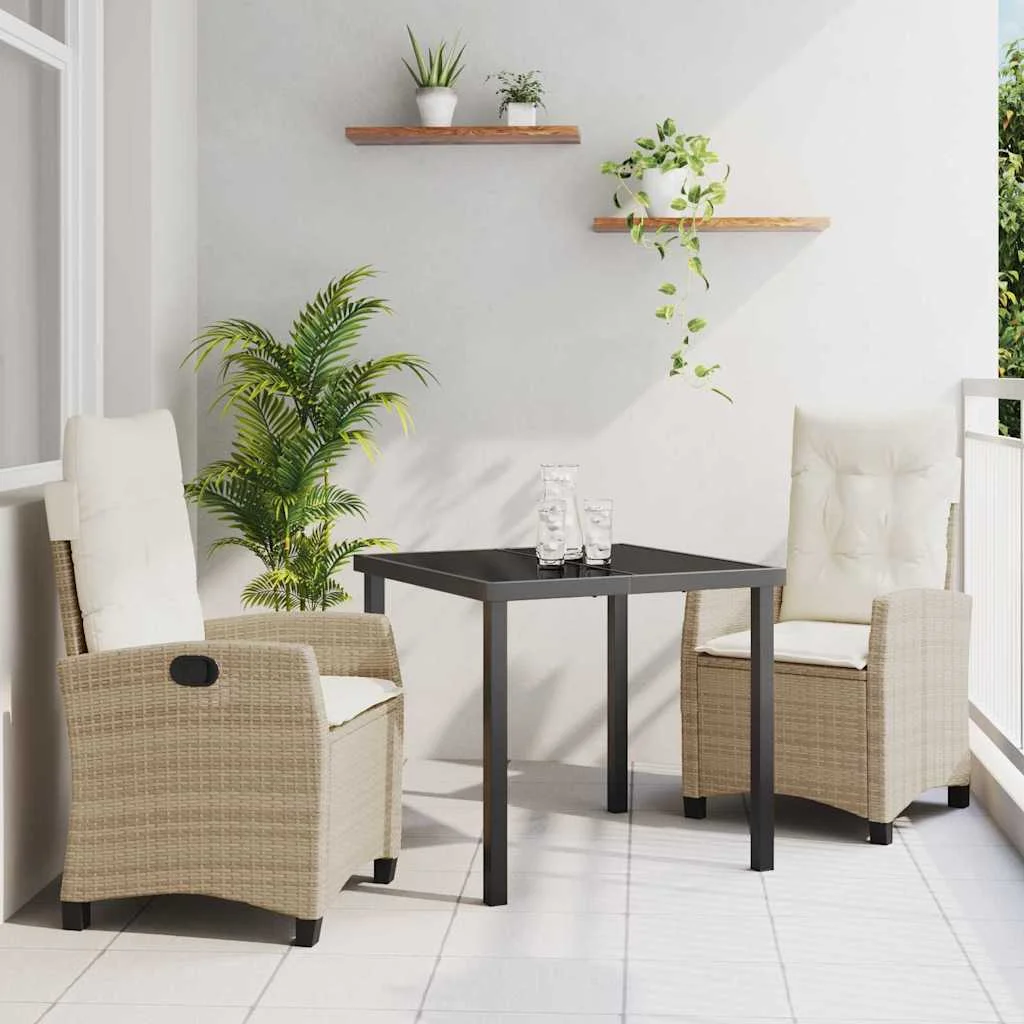 Záhradný jedálenský set 3 pcs Béžová polyratan
