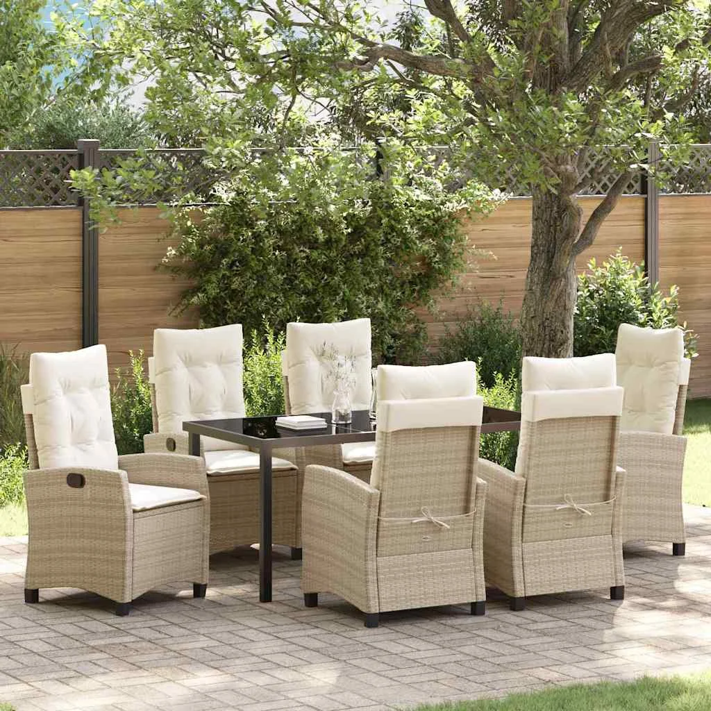 Záhradný jedálenský set 7 pcs Béžová polyratan