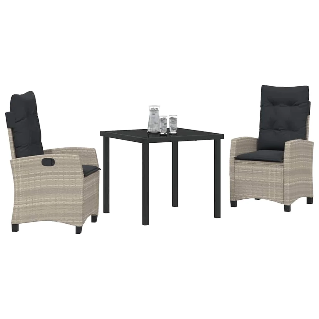 Záhradný jedálenský set 3 pcs Svetlosivá polyratan