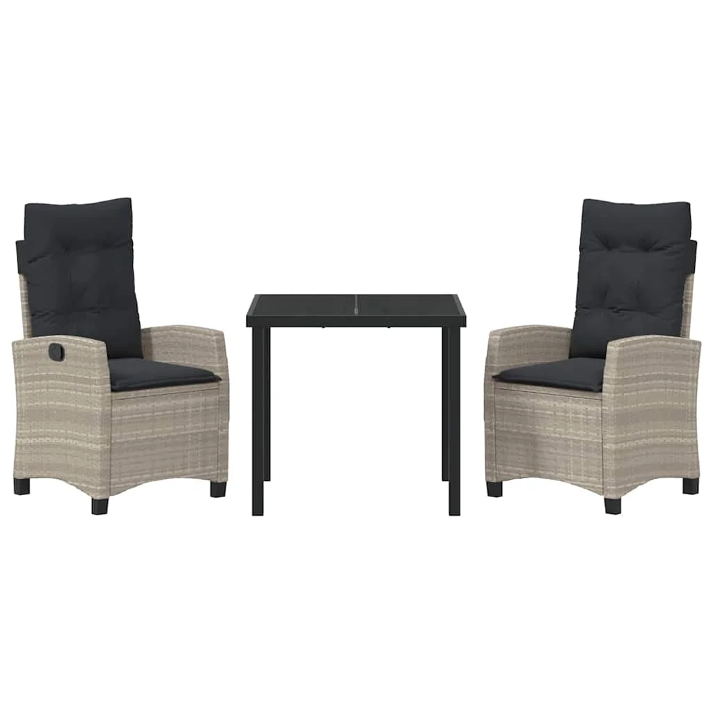 Záhradný jedálenský set 3 pcs Svetlosivá polyratan