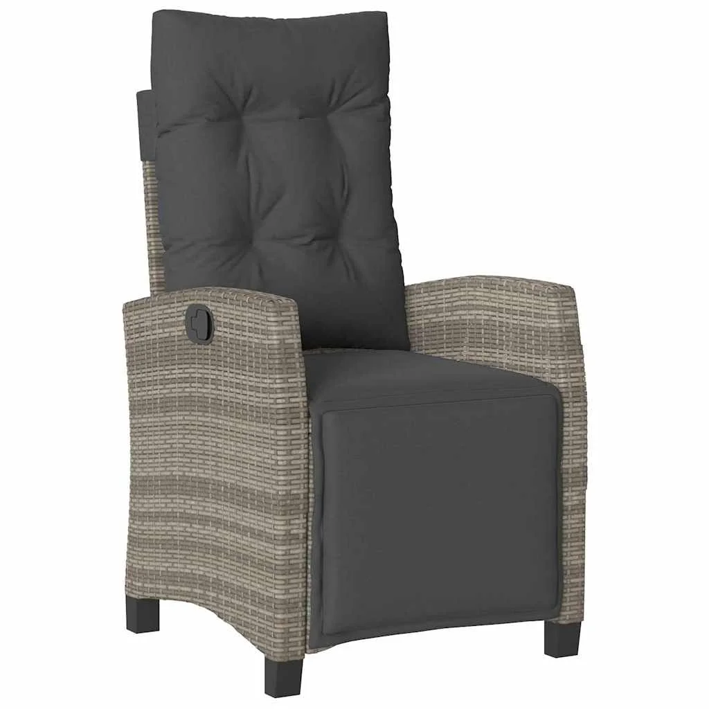 Záhradný jedálenský set s vankúšom 5 pcs Sivá polyratan