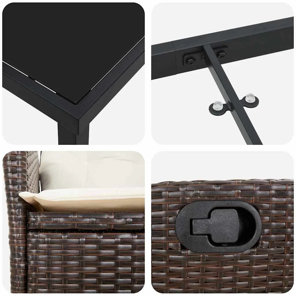 Záhradný jedálenský set s vankúšom 5 pcs Hnedá polyratan