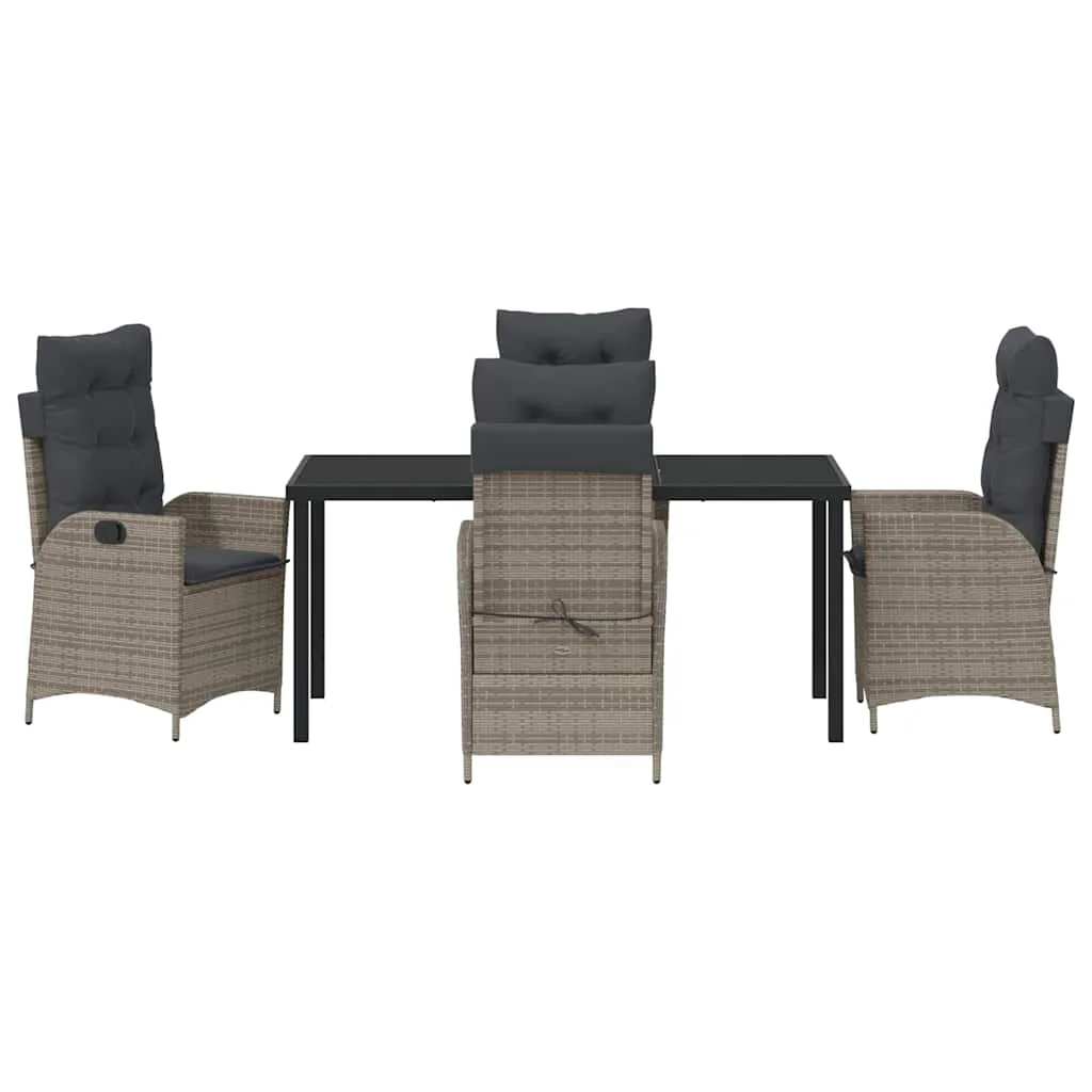 Záhradný jedálenský set s vankúšom 5 pcs Sivá polyratan