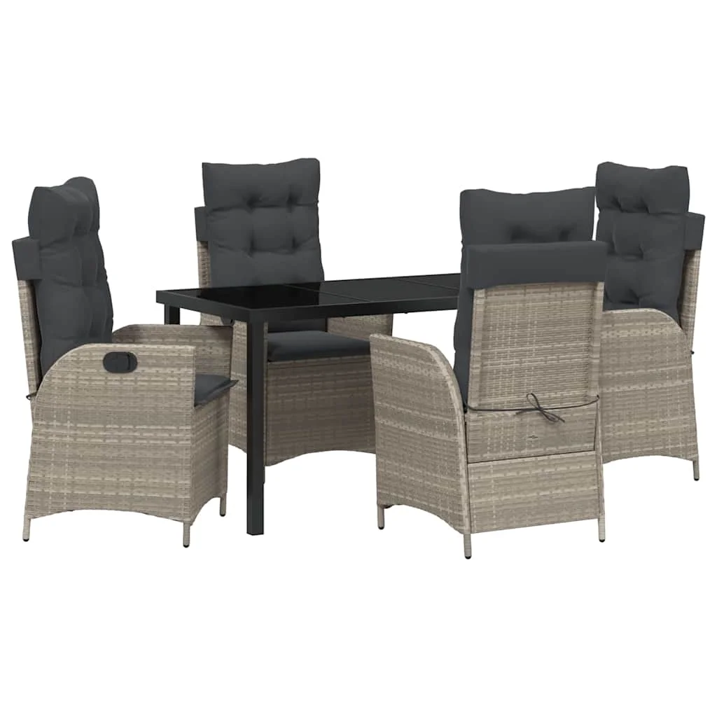 Záhradný jedálenský set s vankúšom 5 pcs Svetlosivá polyratan