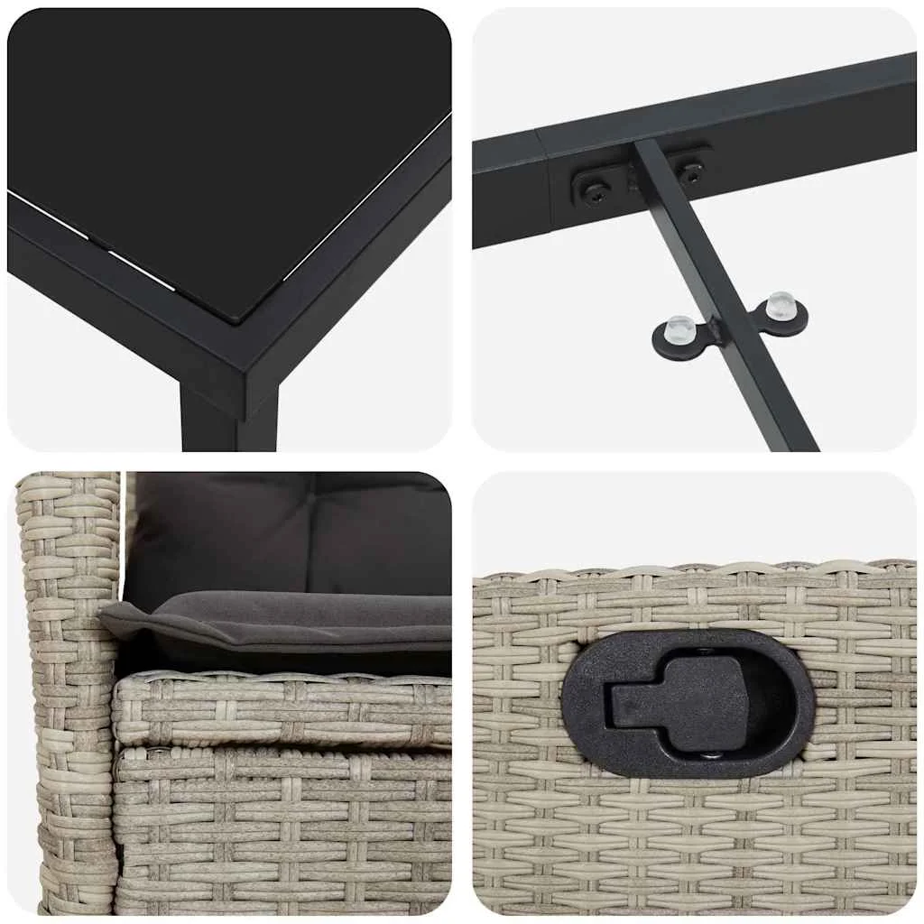 Záhradný jedálenský set s vankúšom 5 pcs Svetlosivá polyratan