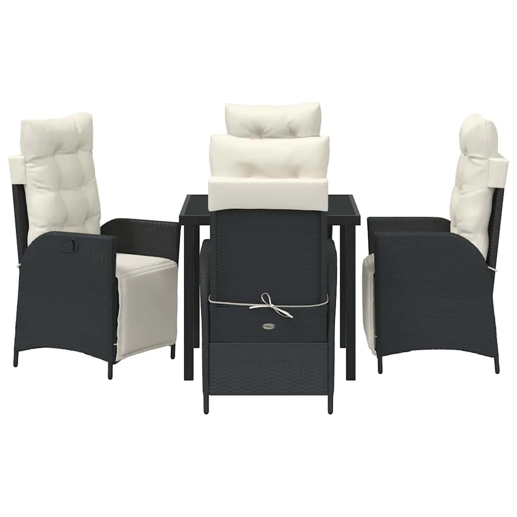 Záhradný jedálenský set s vankúšom 5 pcs Čierna polyratan