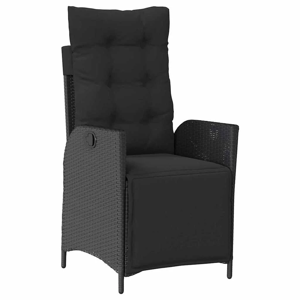 Záhradný jedálenský set s vankúšom 7 pcs Čierna polyratan