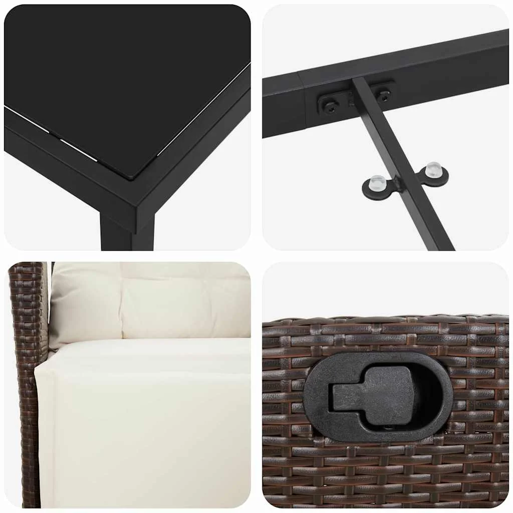 Záhradný jedálenský set s vankúšom 5 pcs Hnedá polyratan