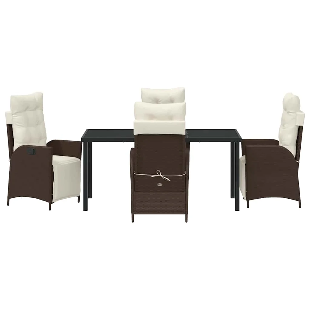 Záhradný jedálenský set s vankúšom 5 pcs Hnedá polyratan