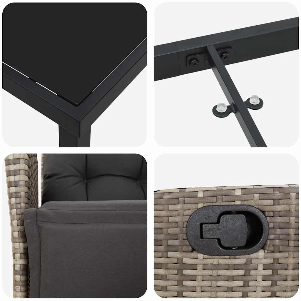 Záhradný jedálenský set s vankúšom 5 pcs Sivá polyratan