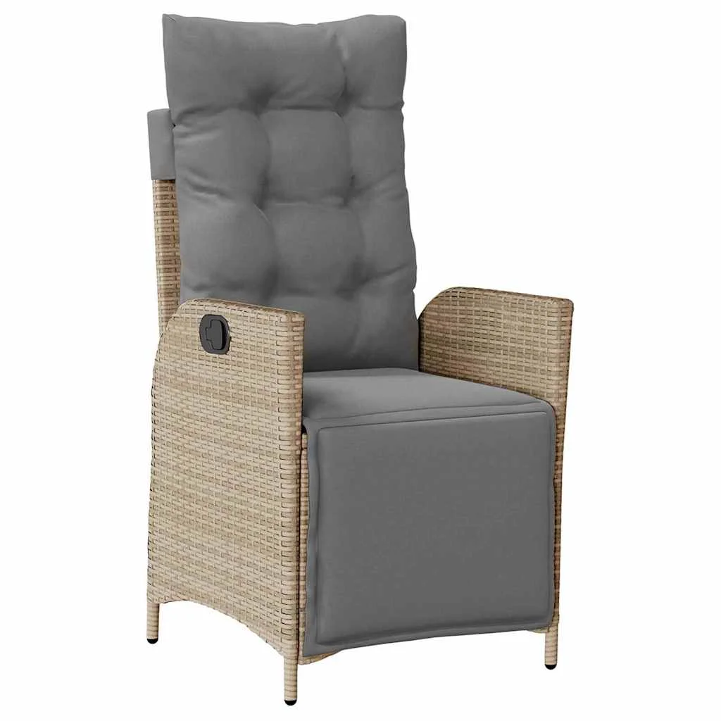Záhradný jedálenský set s vankúšom 7 pcs Béžová polyratan