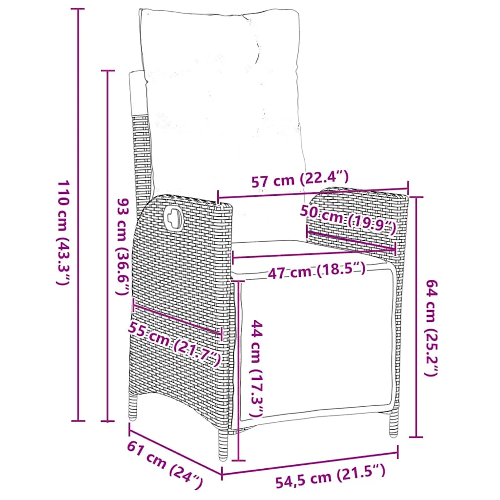 Záhradný jedálenský set s vankúšom 5 pcs Svetlosivá polyratan
