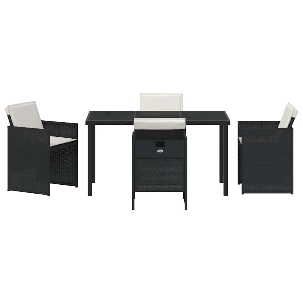 Záhradný jedálenský set 5 pcs Čierna polyratan