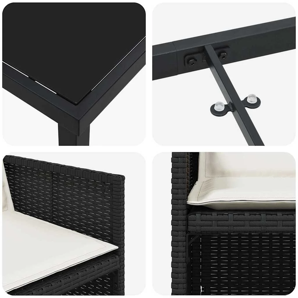 Záhradný jedálenský set 5 pcs Čierna polyratan