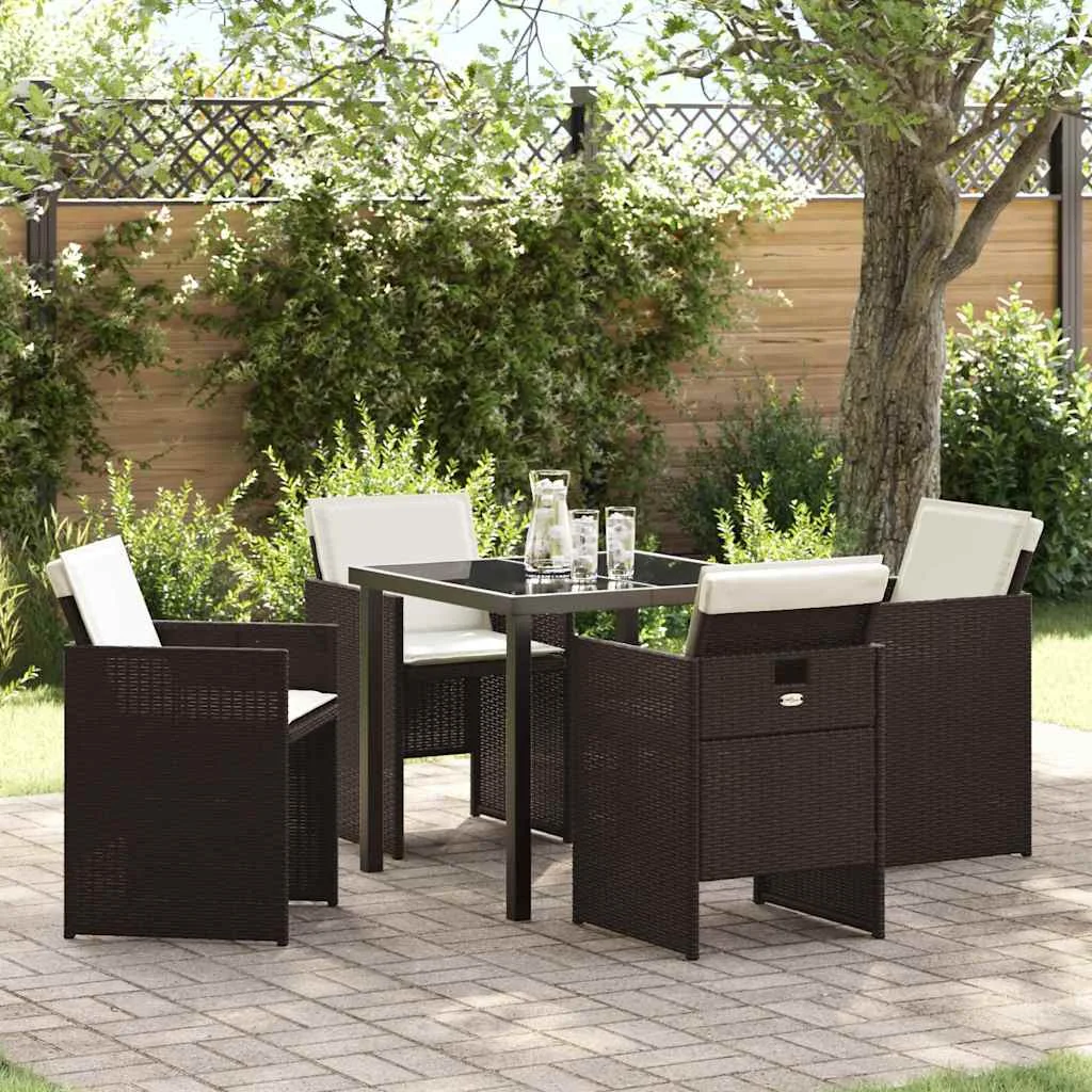 Záhradný jedálenský set 5 pcs Hnedá polyratan