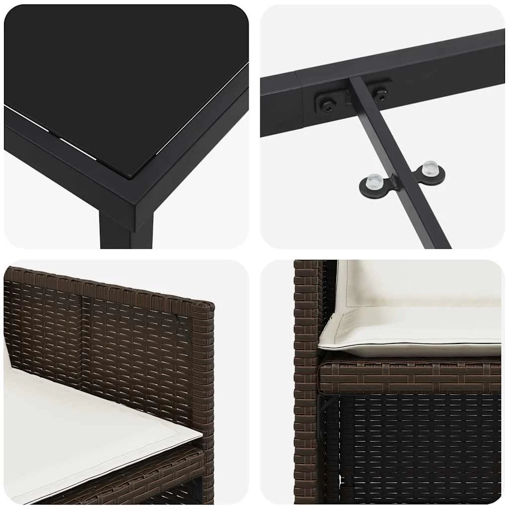 Záhradný jedálenský set 5 pcs Hnedá polyratan